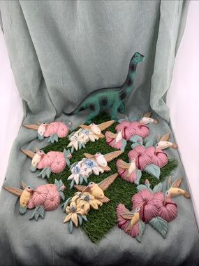 Vintage 1990s Burwood Products Plastic Hummingbird and Flower Wall Art |set of 9